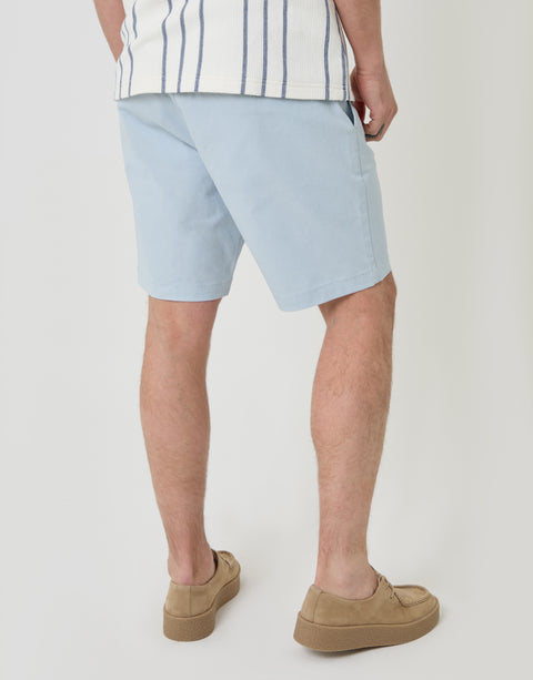 Threadbare Regular Fit Stretch Chino Shorts in Light Blue - back view