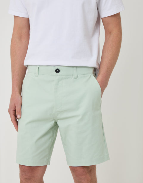 Threadbare Regular Fit Stretch Chino Shorts in Mint Green - close up