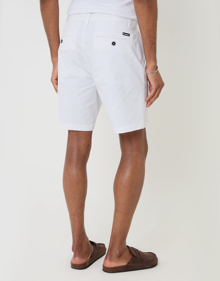 Threadbare Regular Fit Stretch Chino Shorts in White - back view