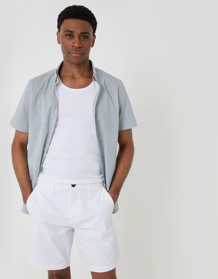 Threadbare Regular Fit Stretch Chino Shorts in White - shirt pairing