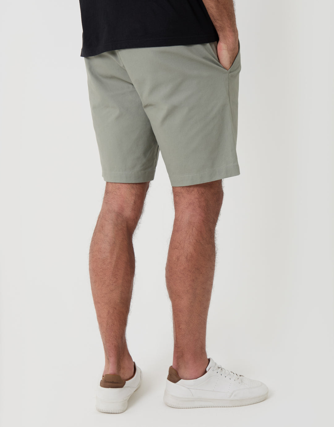 Threadbare Regular Fit Stretch Chino Shorts in Sage Green - back view