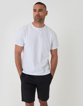 Threadbare Elasticated Waist Regular Fit Stretch Chino Shorts in Black - Full View