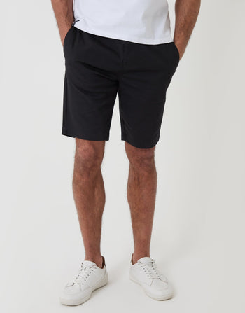 Threadbare Elasticated Waist Regular Fit Stretch Chino Shorts in Black - Front View