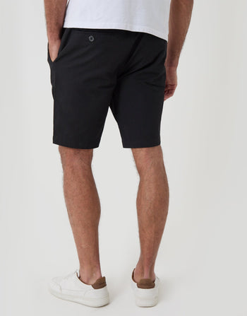 Threadbare Elasticated Waist Regular Fit Stretch Chino Shorts in Black - Back View