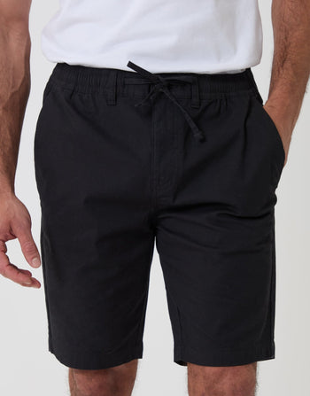 Threadbare Elasticated Waist Regular Fit Stretch Chino Shorts in Black - Front Close View