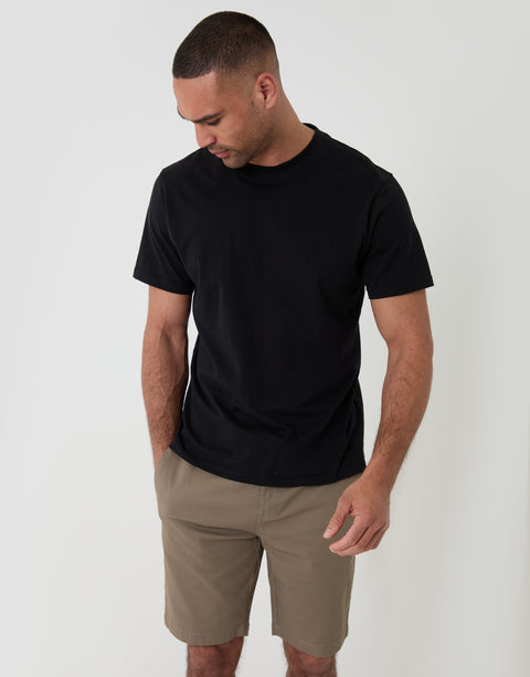 Threadbare Elasticated Waist Regular Fit Stretch Chino Shorts in Taupe - Full View
