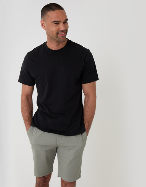 Threadbare Elasticated Waist Regular Fit Stretch Chino Shorts in Sage Green - Full View