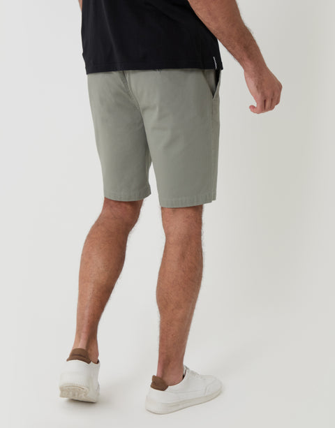 Threadbare Elasticated Waist Regular Fit Stretch Chino Shorts in Sage Green - Back View