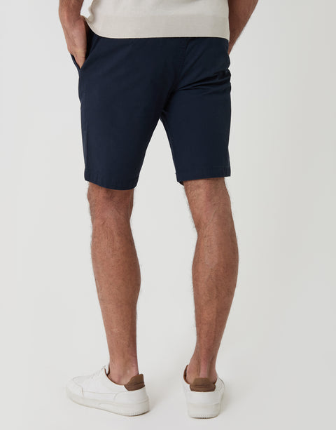 Threadbare Elasticated Waist Regular Fit Stretch Chino Shorts in Navy - Back View