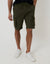 Khaki Green Elasticated Waist Stretch Cargo Shorts