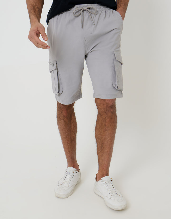 Chalk Elasticated Waist Stretch Cargo Shorts