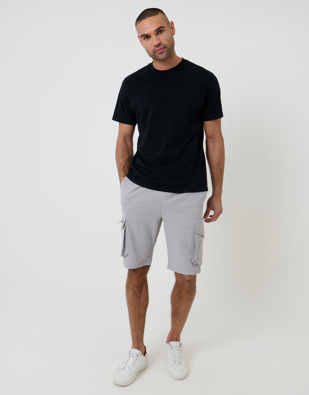 Chalk Elasticated Waist Stretch Cargo Shorts