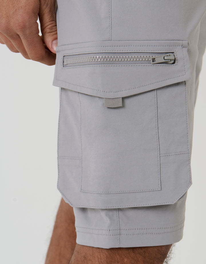 Chalk Elasticated Waist Stretch Cargo Shorts