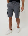 Charcoal Grey Elasticated Waist Stretch Cargo Shorts