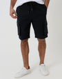 Black Elasticated Waist Stretch Cargo Shorts