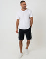 Threadbare Elasticated Waist Stretch Cargo Shorts in Black - full body