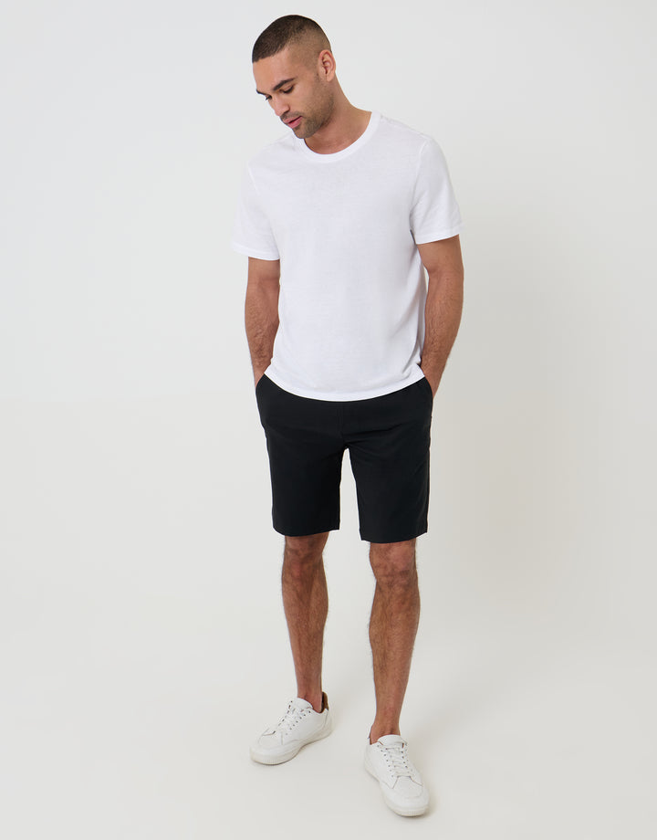 Black Regular Fit Elasticated Waist Stretch Chino Shorts