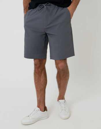 Threadbare Regular Fit Elasticated Waist Stretch Chino Shorts in Charcoal Grey - front view