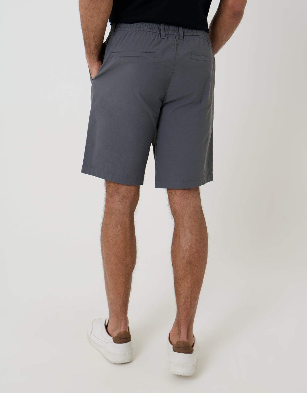 Charcoal Grey Regular Fit Elasticated Waist Stretch Chino Shorts