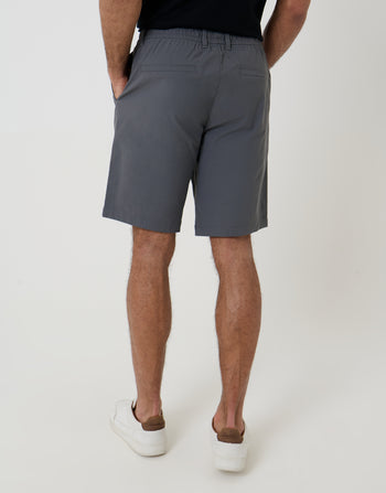 Threadbare Regular Fit Elasticated Waist Stretch Chino Shorts in Charcoal Grey - back view