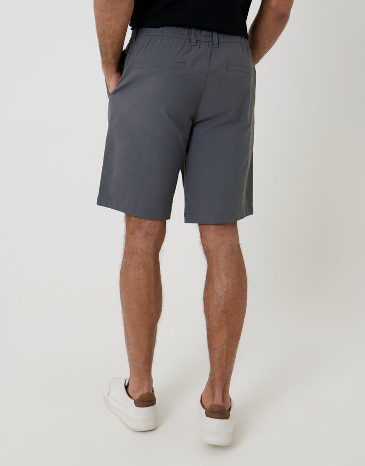 Charcoal Grey Regular Fit Elasticated Waist Stretch Chino Shorts