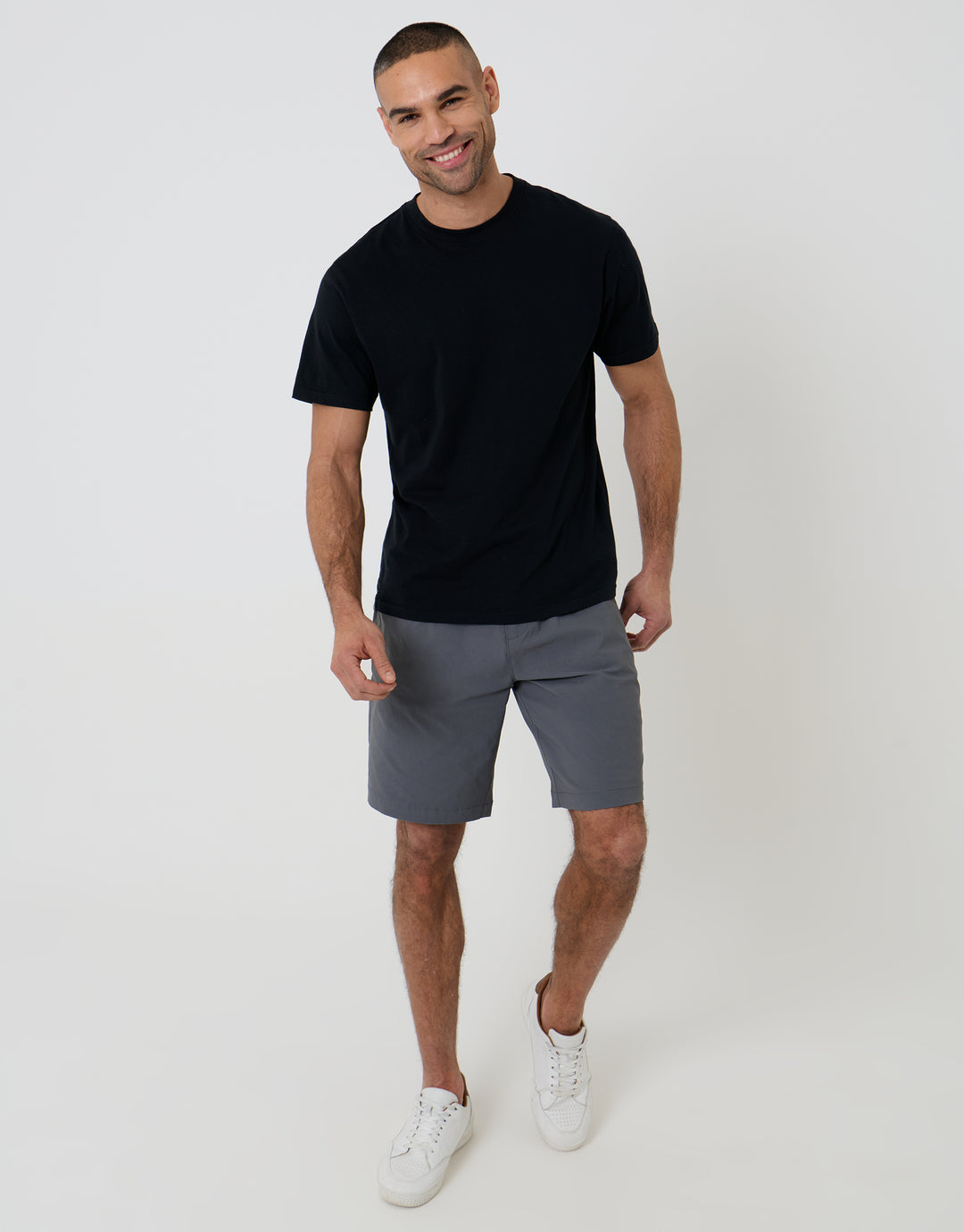 Charcoal Grey Regular Fit Elasticated Waist Stretch Chino Shorts