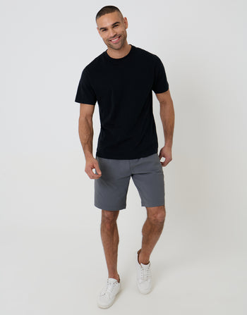 Threadbare Regular Fit Elasticated Waist Stretch Chino Shorts in Charcoal Grey - full body