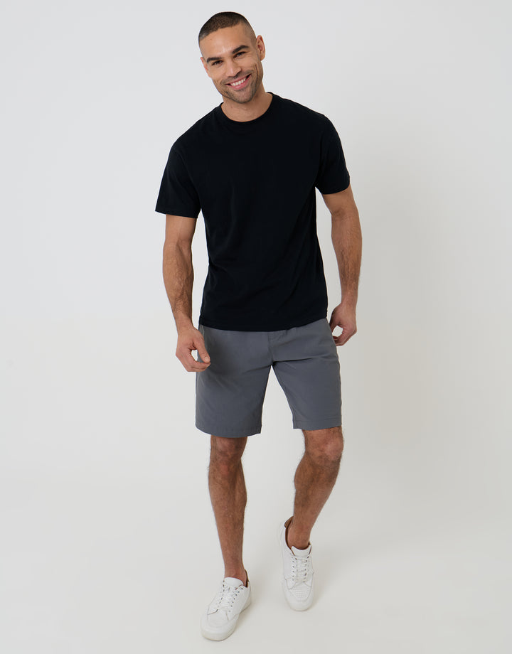 Charcoal Grey Regular Fit Elasticated Waist Stretch Chino Shorts