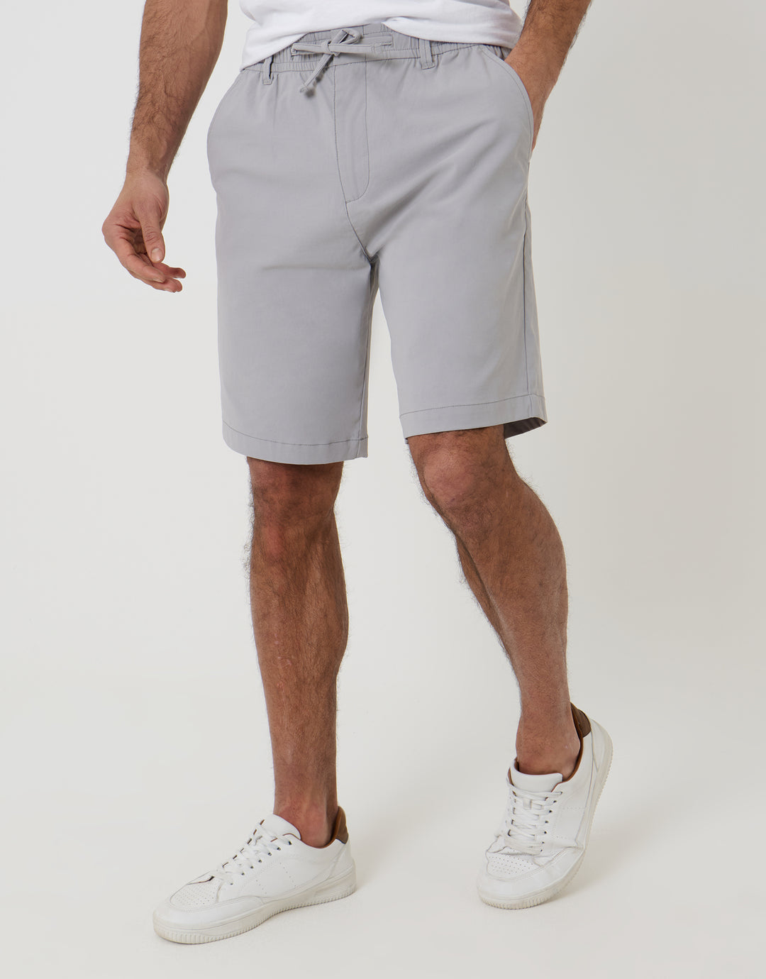 Chalk Regular Fit Elasticated Waist Stretch Chino Shorts