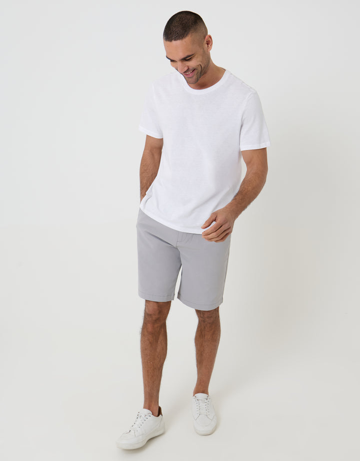 Chalk Regular Fit Elasticated Waist Stretch Chino Shorts