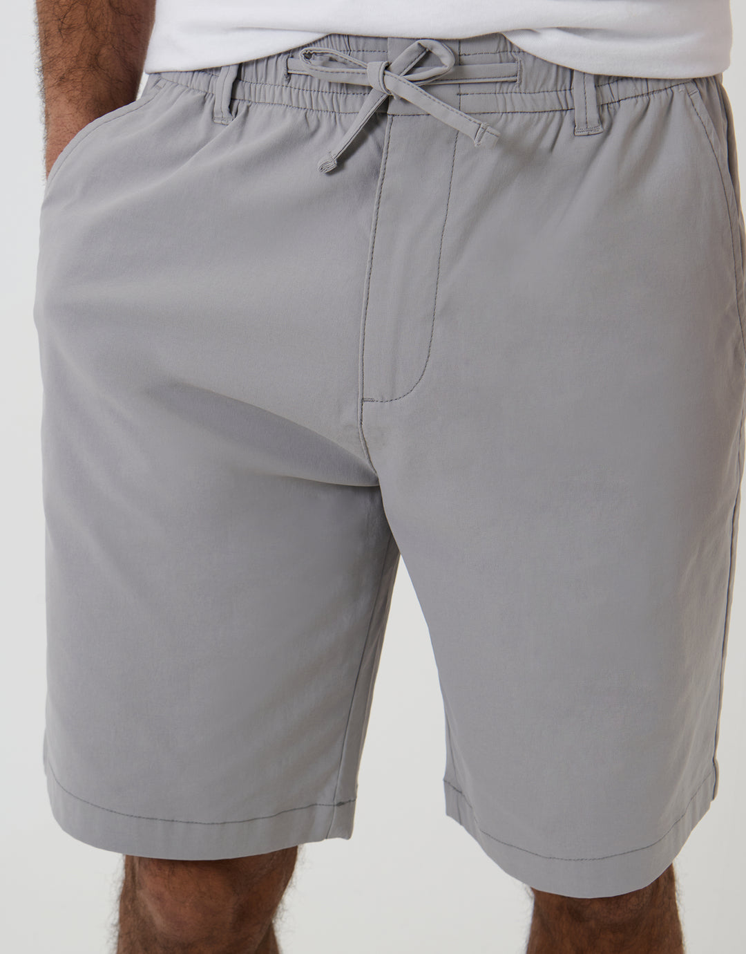 Chalk Regular Fit Elasticated Waist Stretch Chino Shorts