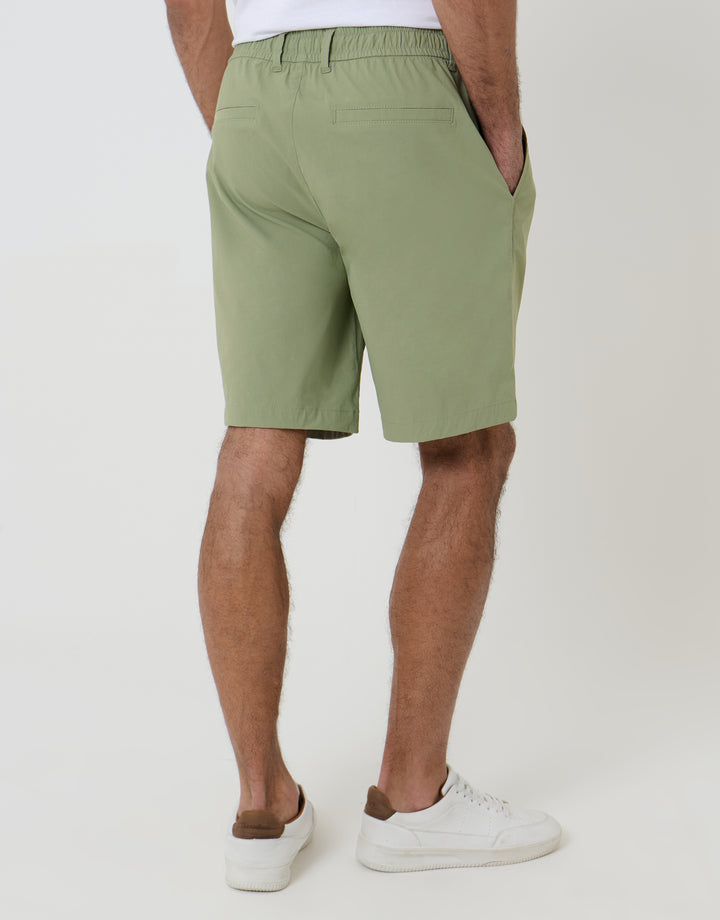 Sage Green Regular Fit Elasticated Waist Stretch Chino Shorts