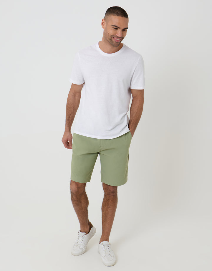 Sage Green Regular Fit Elasticated Waist Stretch Chino Shorts