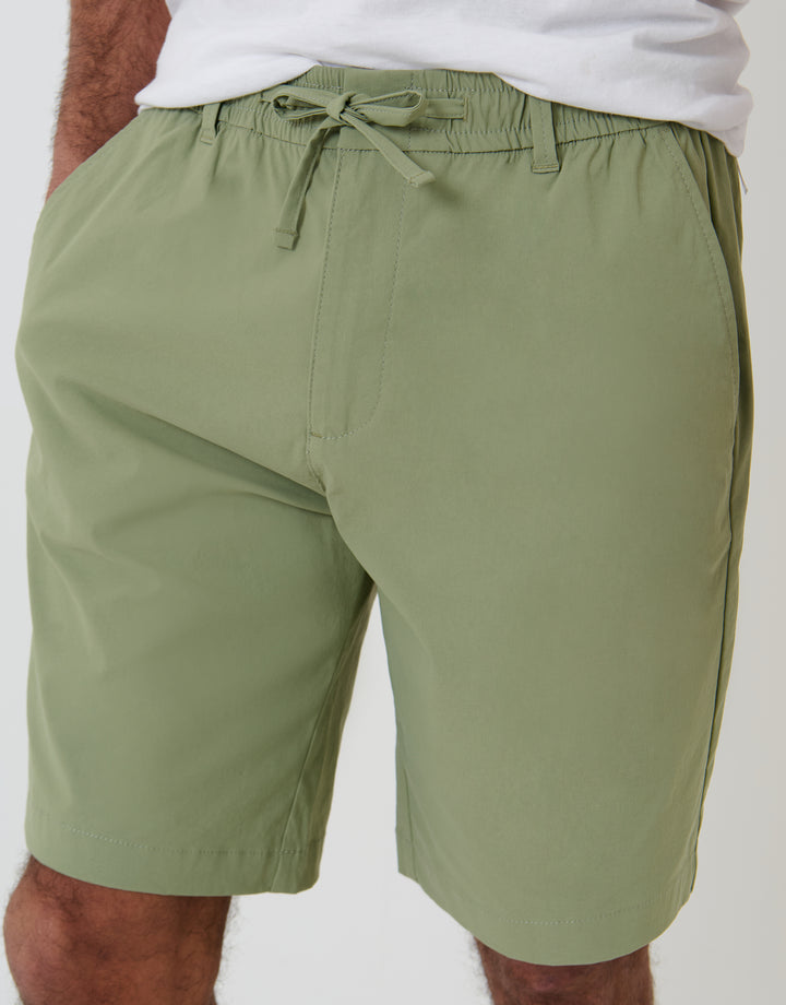Sage Green Regular Fit Elasticated Waist Stretch Chino Shorts