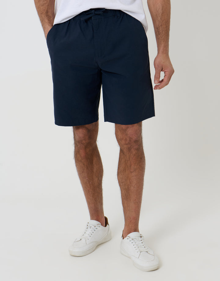 Navy Regular Fit Elasticated Waist Stretch Chino Shorts