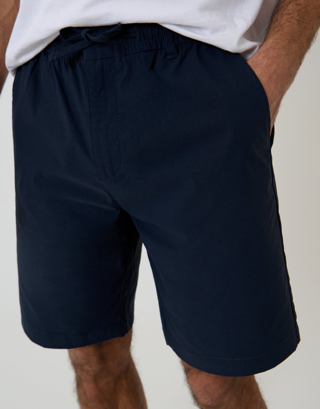Navy Regular Fit Elasticated Waist Stretch Chino Shorts