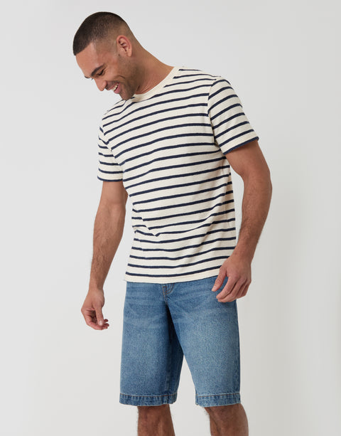Threadbare Baggy Fit Denim Shorts in Light Wash - Full View