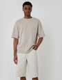 Threadbare Baggy Fit Denim Shorts in Ecru - full body
