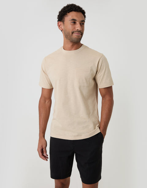 Threadbare Regular Fit Linen Blend Shorts with Belt in Black - T-shirt pairing