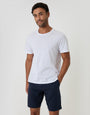 Threadbare Regular Fit Linen Blend Shorts with Belt in Navy - T-shirt pairing
