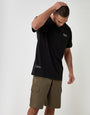 Threadbare Baggy Fit Cotton Cargo Shorts in Khaki Green - front view