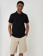 Threadbare Baggy Fit Cotton Chino Shorts in Stone - front view