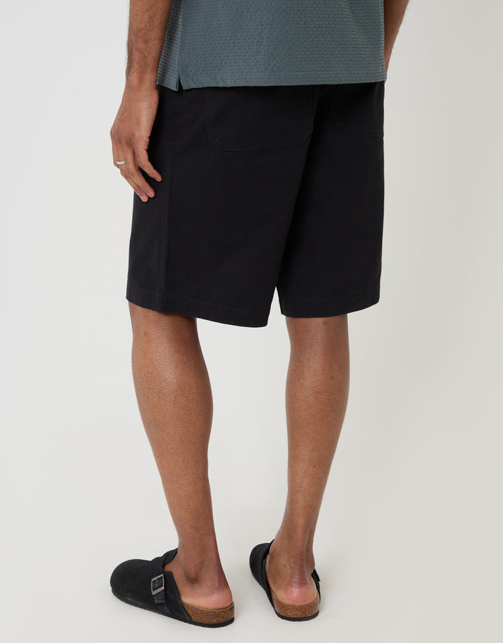 Threadbare Baggy Fit Cotton Chino Shorts in Black - back view