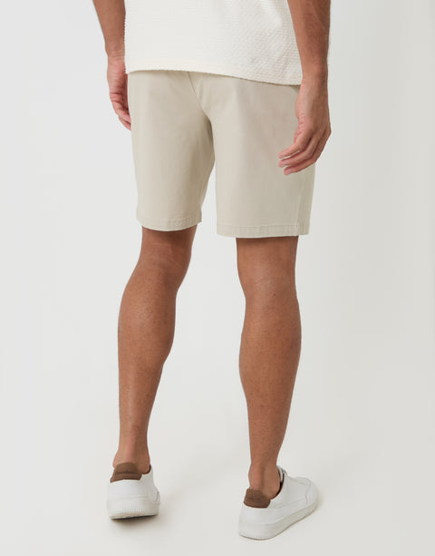 Threadbare Regular Fit Stretch Chino Shorts in Stone - back view