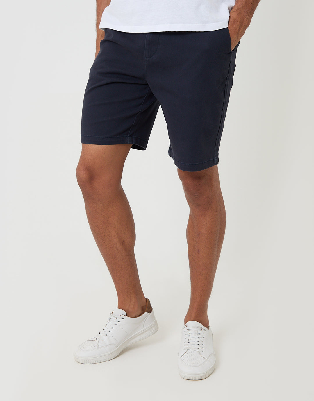 Threadbare Regular Fit Stretch Chino Shorts in Navy - front view