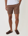 Threadbare Shorter Length Elasticated Waist Linen Blend Shorts in Brown - front view