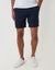 Navy Shorter Length Elasticated Waist Linen Blend Shorts