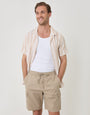 Threadbare Regular Fit Textured Cargo Shorts in Stone - full body