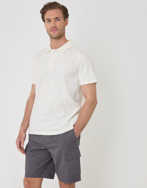 Threadbare Regular Fit Textured Cargo Shorts in Slate Grey - full body