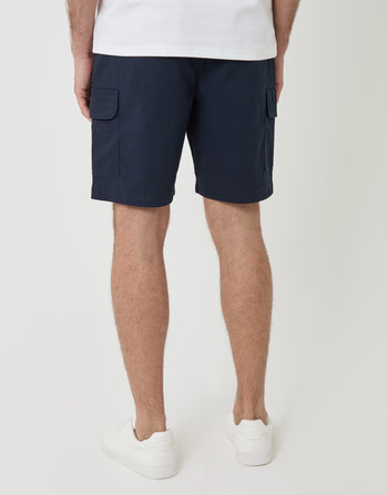 Threadbare Regular Fit Textured Cargo Shorts in Navy - back view